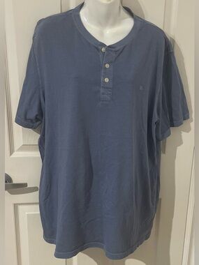 American Eagle Outfitters Short Sleeve Henley Tee in Slate Blue